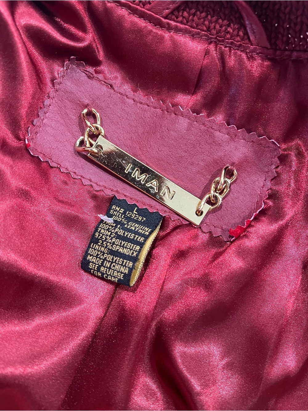 IMAN Red Genuine Leather Belted Trench Coat - Picture 5 of 5